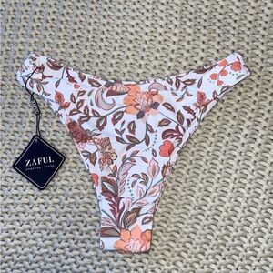 Zaful Floral Print Bikini Bottom - Pink and Orange